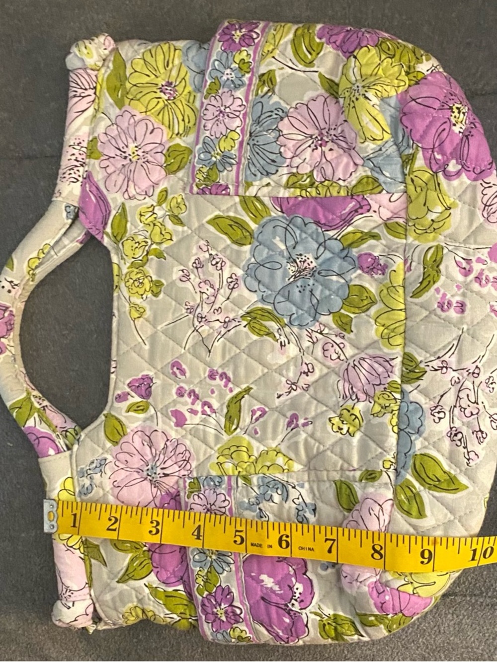 Vera Bradley Top Handle Floral Quilted Bag Blue/Grey/Pink - Picture 3 of 9